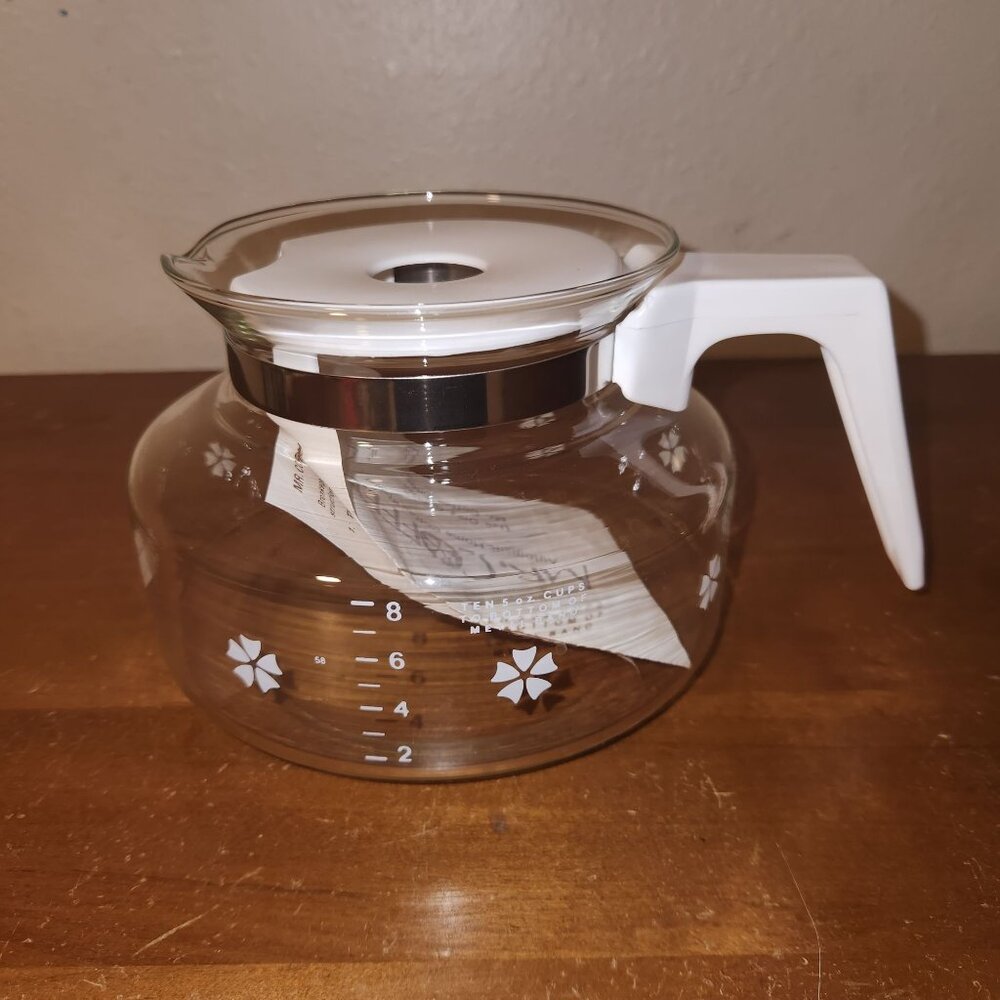 Vintage Glass Mr. Coffee Carafe Pot 8-Cup With White Handle & Lid